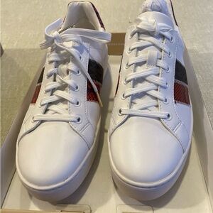 Michael Kors White Sneakers with Red and Black Accents